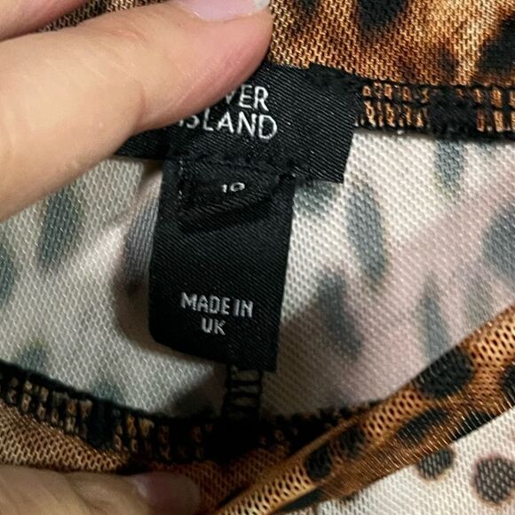 River Island LEOPARD PRINT MESH COVER-UP PANTS IN BROWN Size 6 - Picture 5 of 9